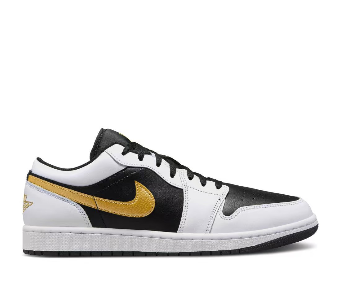 Jordan Air Jordan 1 Low White Black Metallic Gold Swoosh