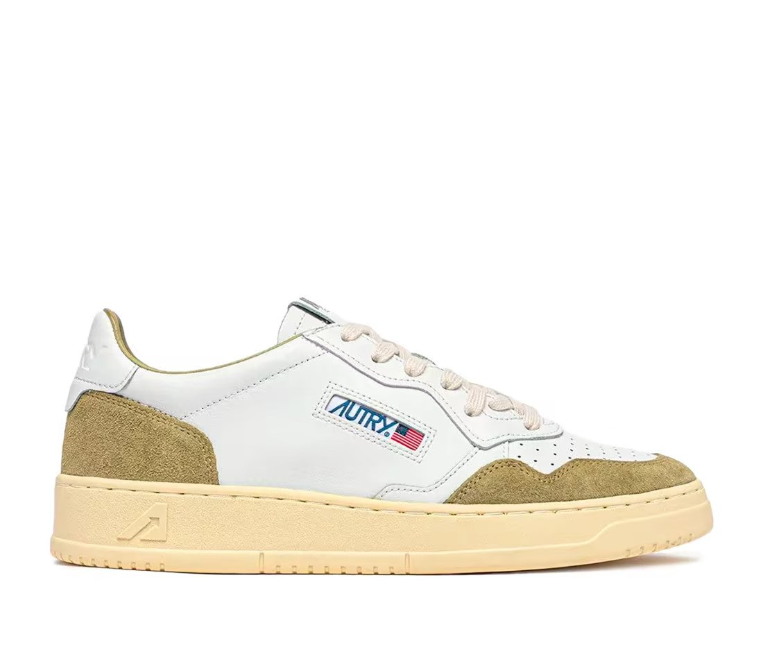 Autry Autry Medalist Leather Low Sue White Greygn