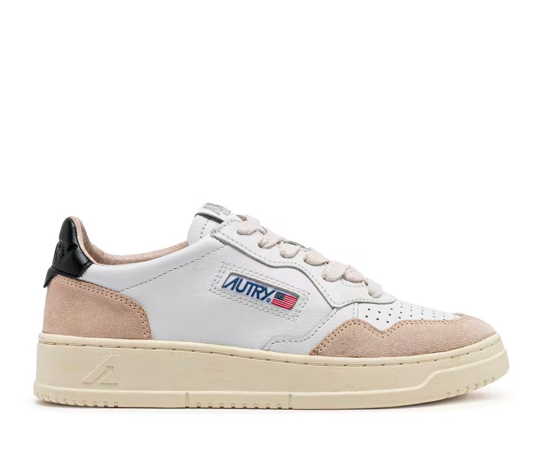Autry Autry Medalist Leather Low White Black Beige