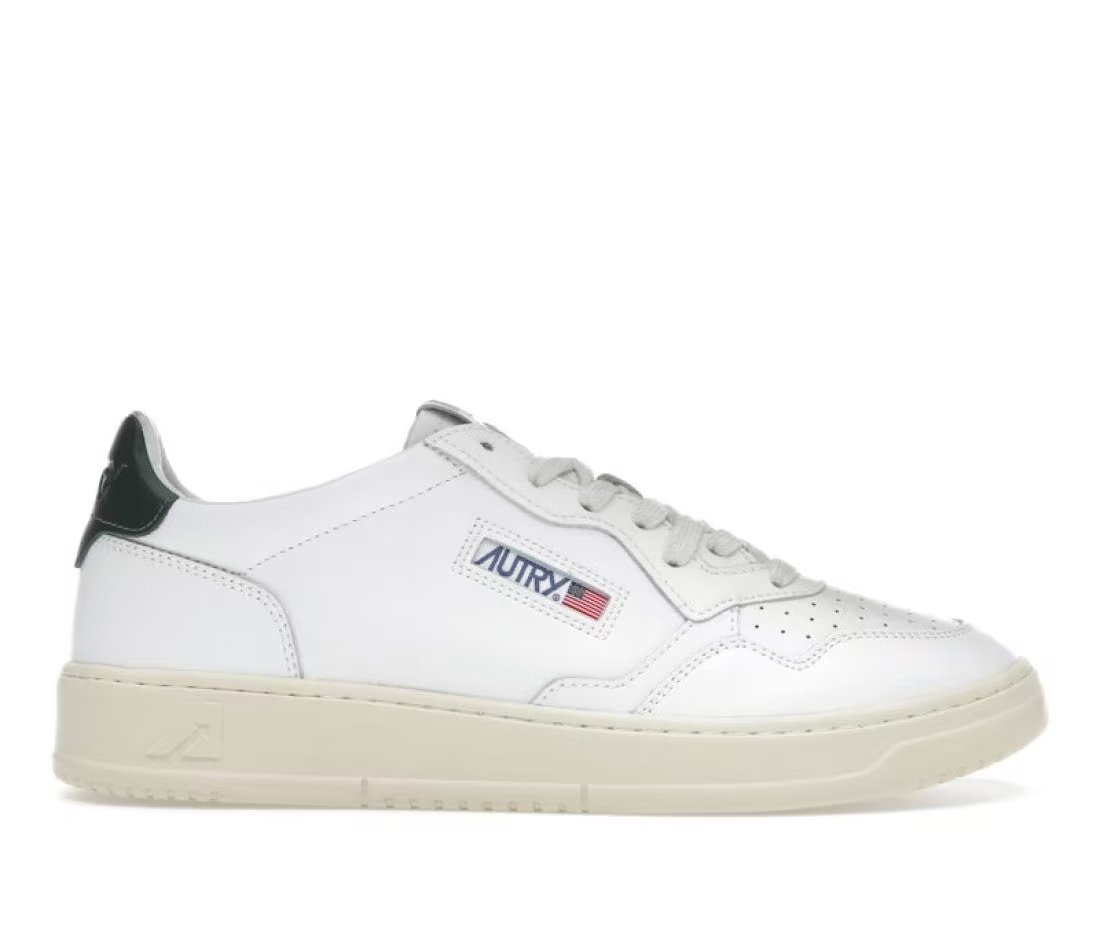 Autry Medalist Leather Low White Dark Green