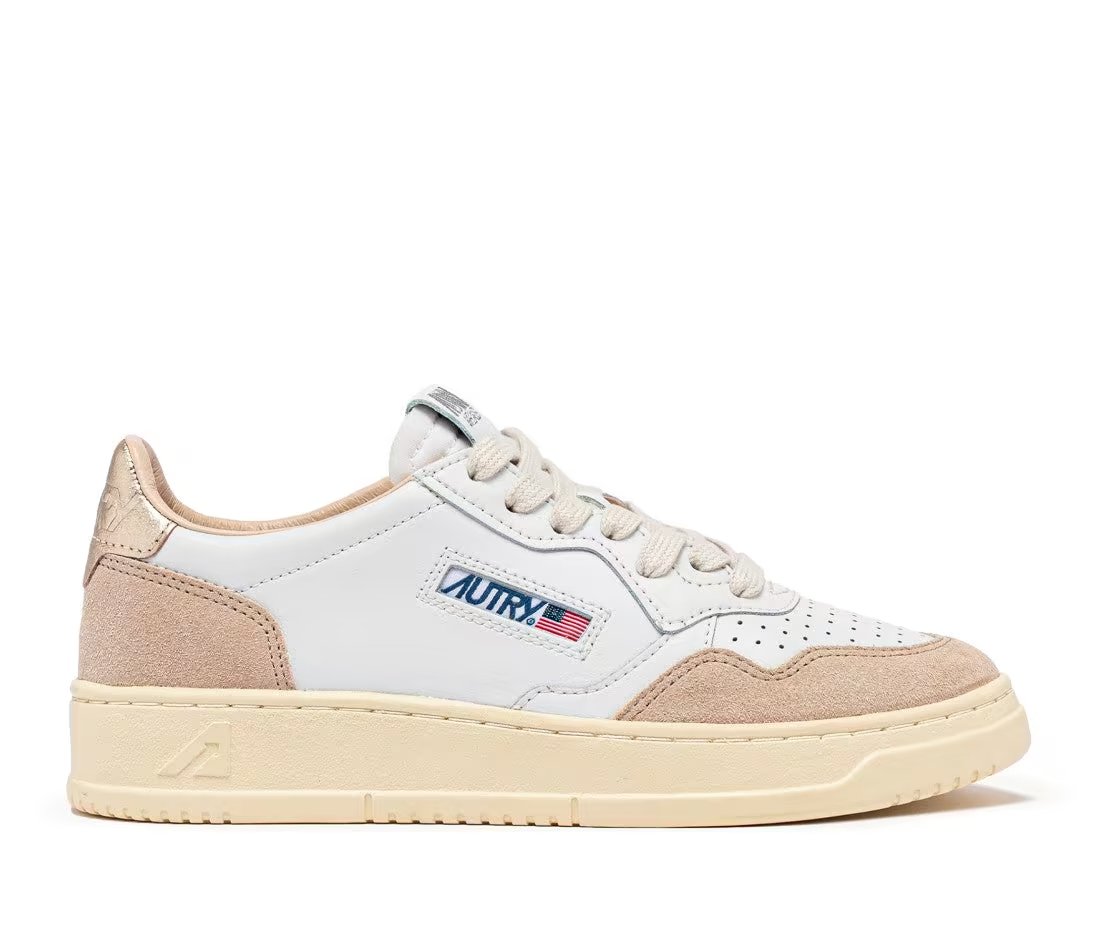 Autry Autry Medalist Leather Low White Gold Beige