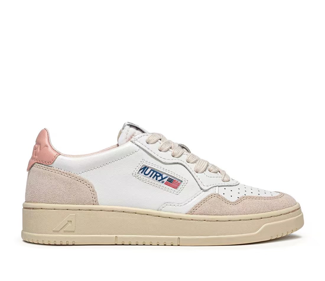 Autry Autry Medalist Leather Low White Pink