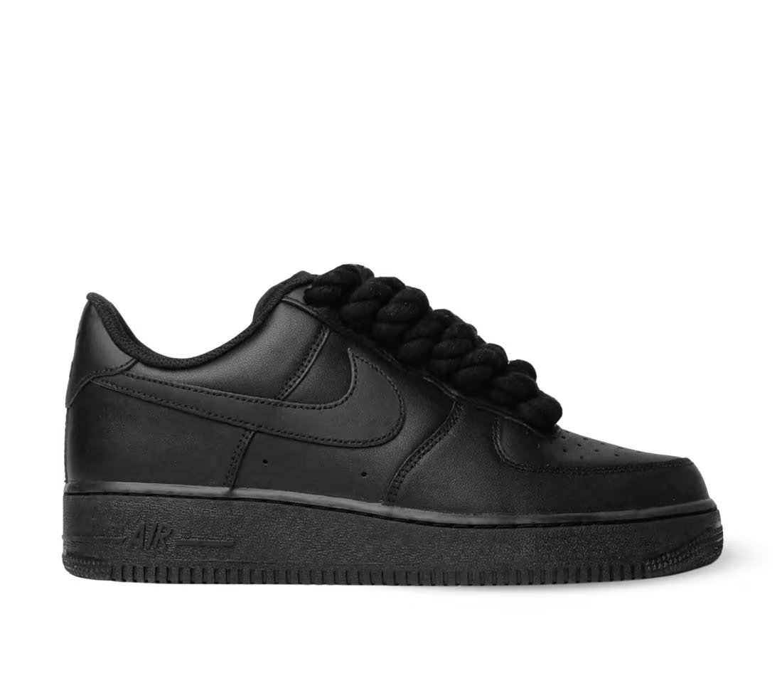 Nike Nike Air Force 1 Low Black Custom Lacets Corde Noir