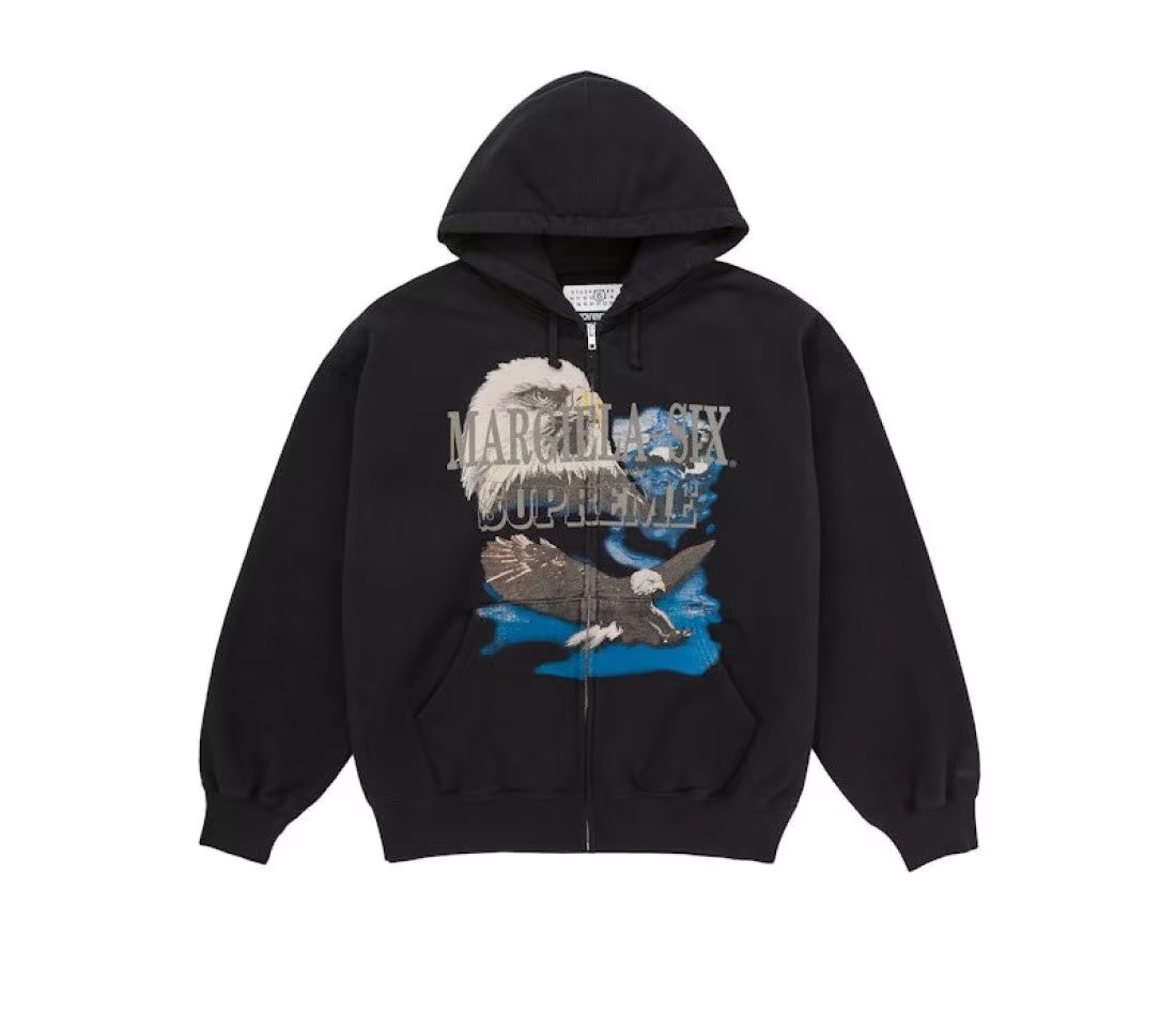 Supreme Supreme MM6 Maison Margiela Eagle Zip Up Hooded Sweatshirt Black