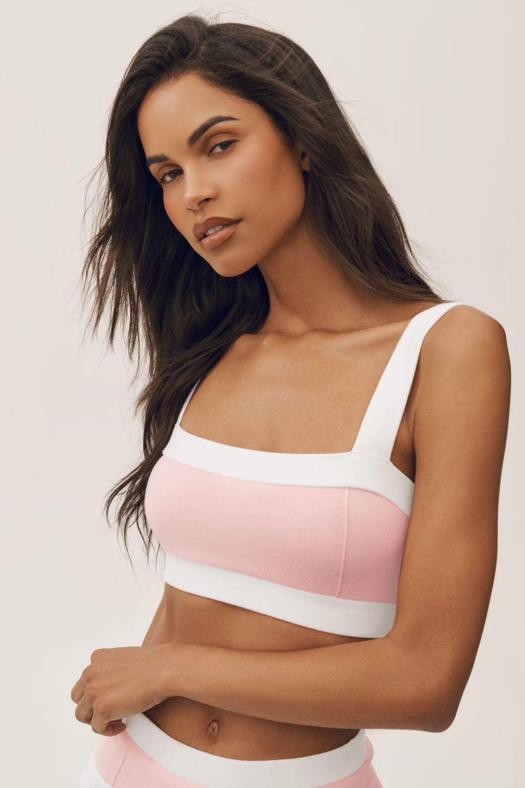Cotton Cashmere Capri Dream Bra - Sundrenched Pink/White — vue principale