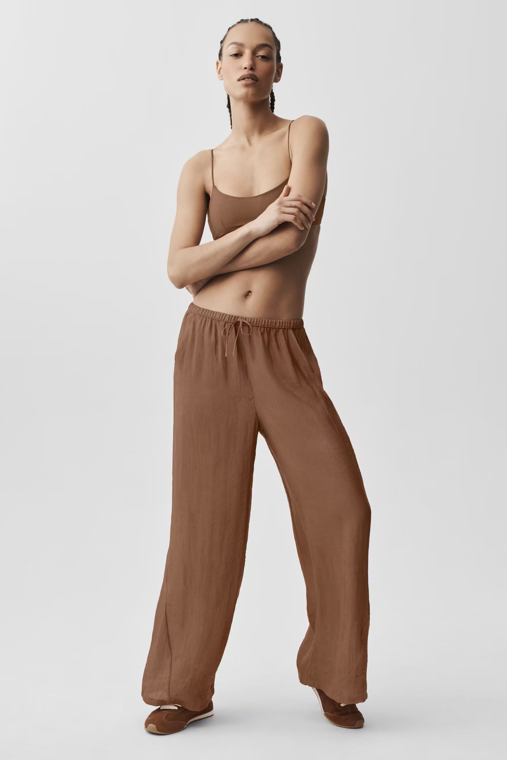 Semi-Sheer Golden Hour High-Waist Straight Leg Pant - Sun Kissed Brown — vue principale