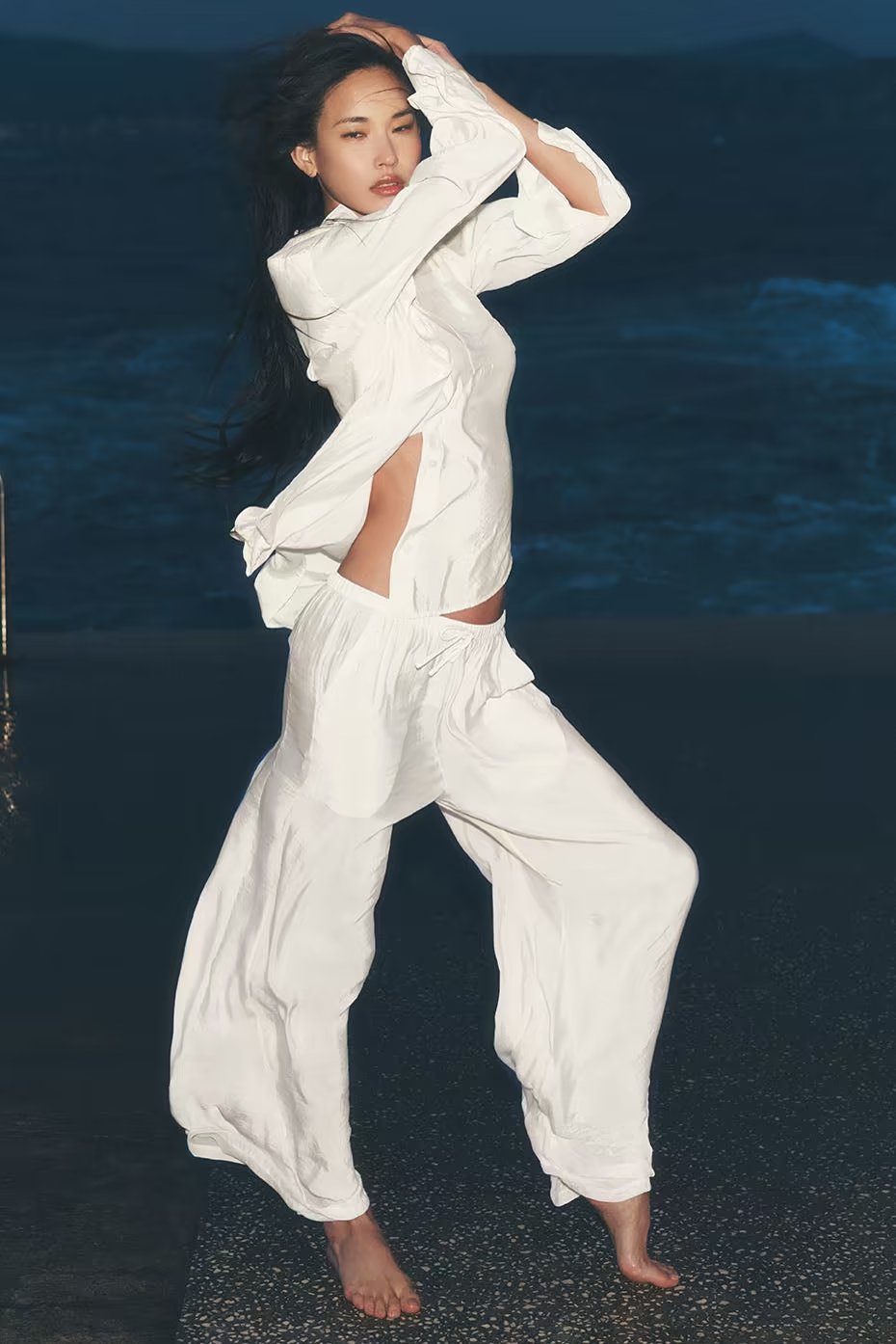 Semi-Sheer Golden Hour High-Waist Straight Leg Pant - Ivory — vue principale