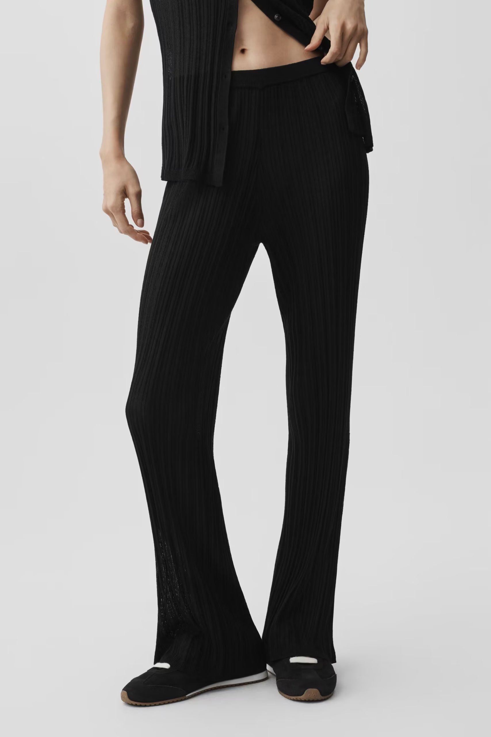 Sweater High-Waist Sunlit Straight Leg Pant - Black — vue principale