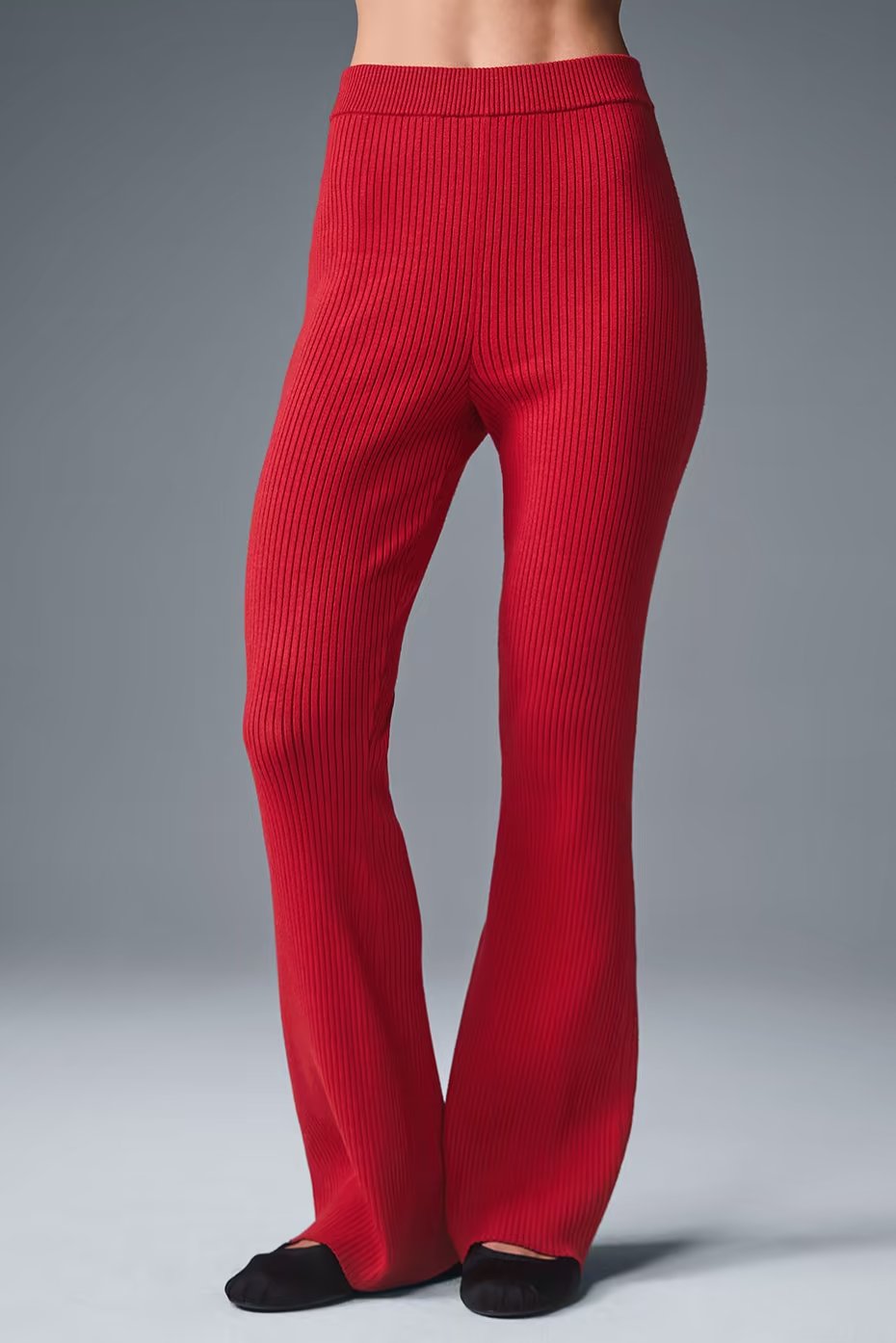 Denim Knit High-Waist Flare Pant - Bold Red/Dark Bold Red — vue principale