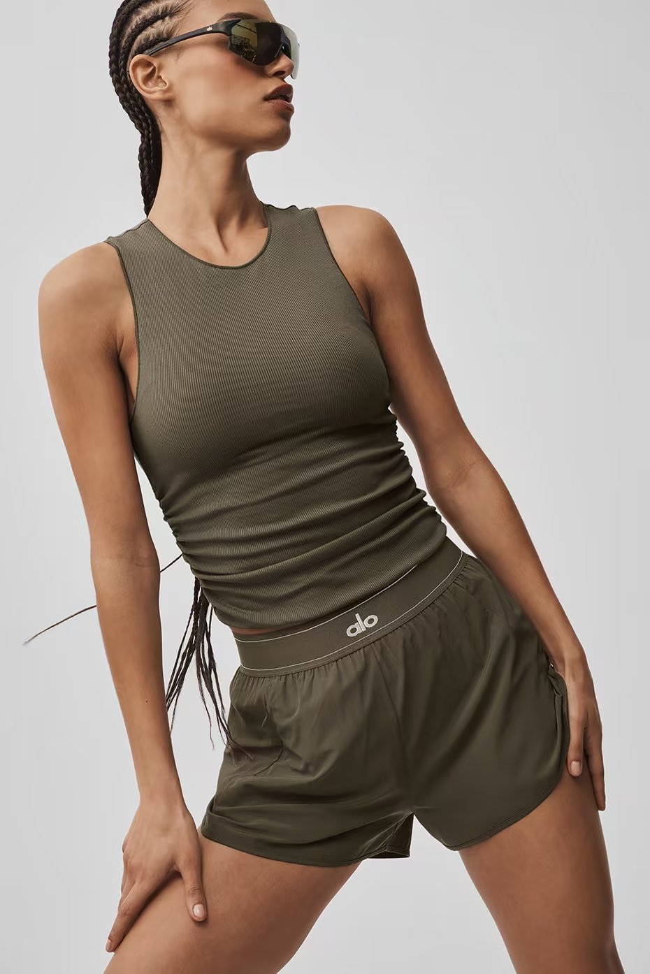 Ribbed En Pointe Tank - Olive Tree — vue principale