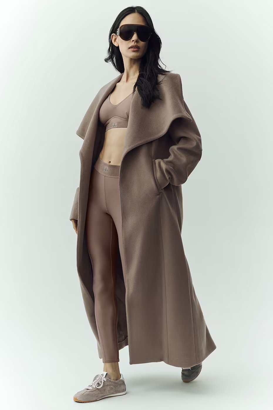 Alo Yoga Wool Blend Nightfall Long Coat - Alpine Cocoa Heather