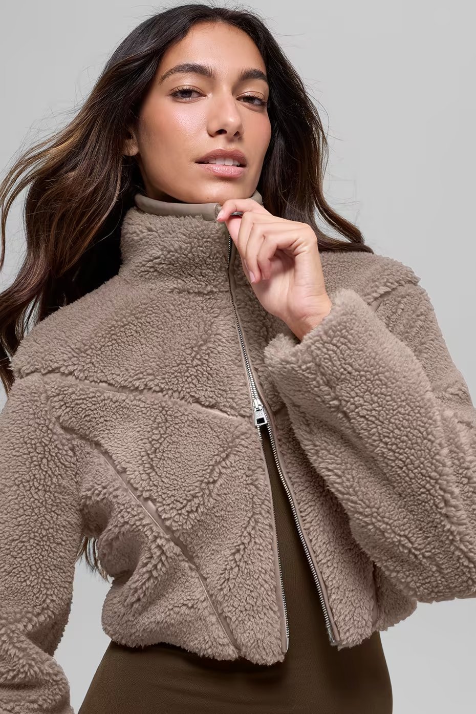 Sherpa Cropped Slope Side Jacket - Chai Latte — vue principale