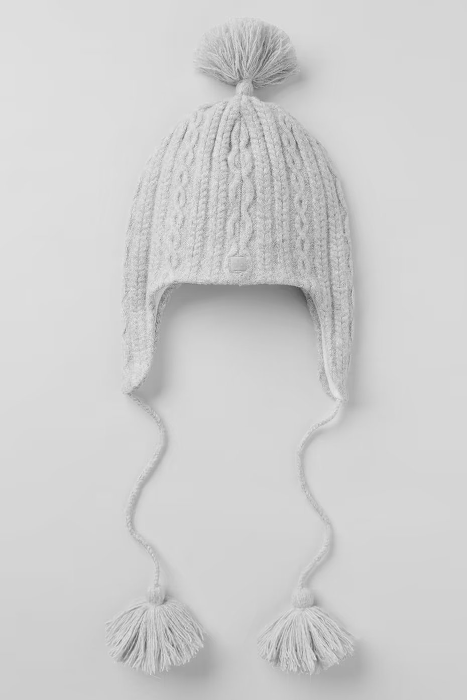 Alo Yoga Cable Knit Winter Bliss Earflap Beanie - Athletic Heather Grey