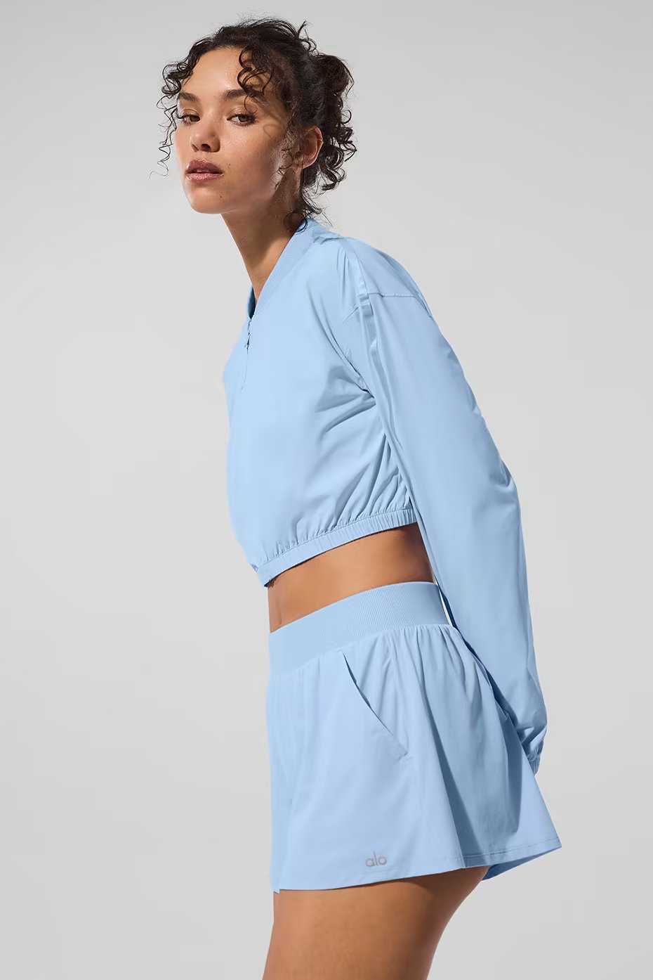Cropped Breezy Full-Zip Cover Up - Seashell Blue — vue principale