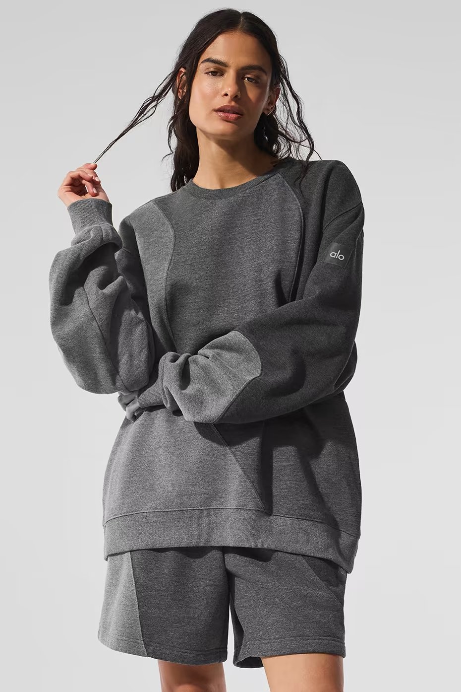 Make Waves Crew Neck Pullover - Dark Heather Grey Tonal — vue principale