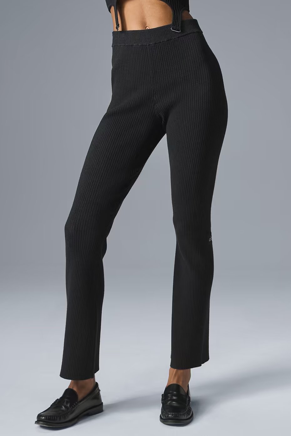 Denim Knit High-Waist Flare Pant - Black/Anthracite — vue principale