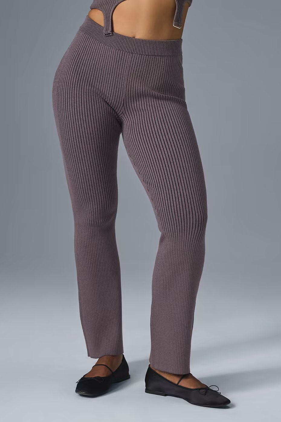 Denim Knit High-Waist Flare Pant - Raisinette/Black — vue principale