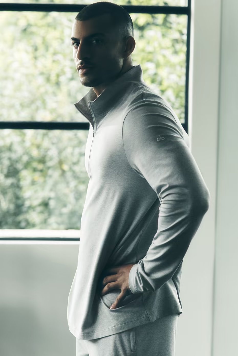 Conquer 1/4 Zip Reform Long Sleeve - Athletic Heather Grey — vue principale