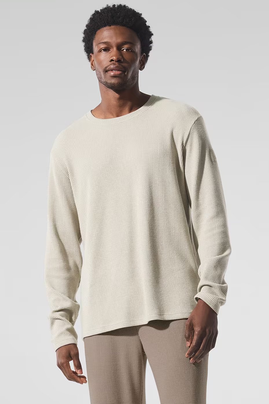 Elevate Waffle Long Sleeve Crew - Bone — vue principale