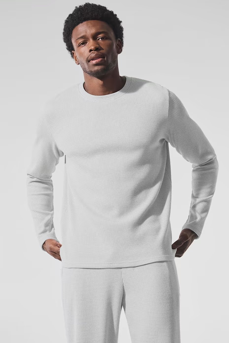 Elevate Waffle Long Sleeve Crew - Athletic Heather Grey — vue principale