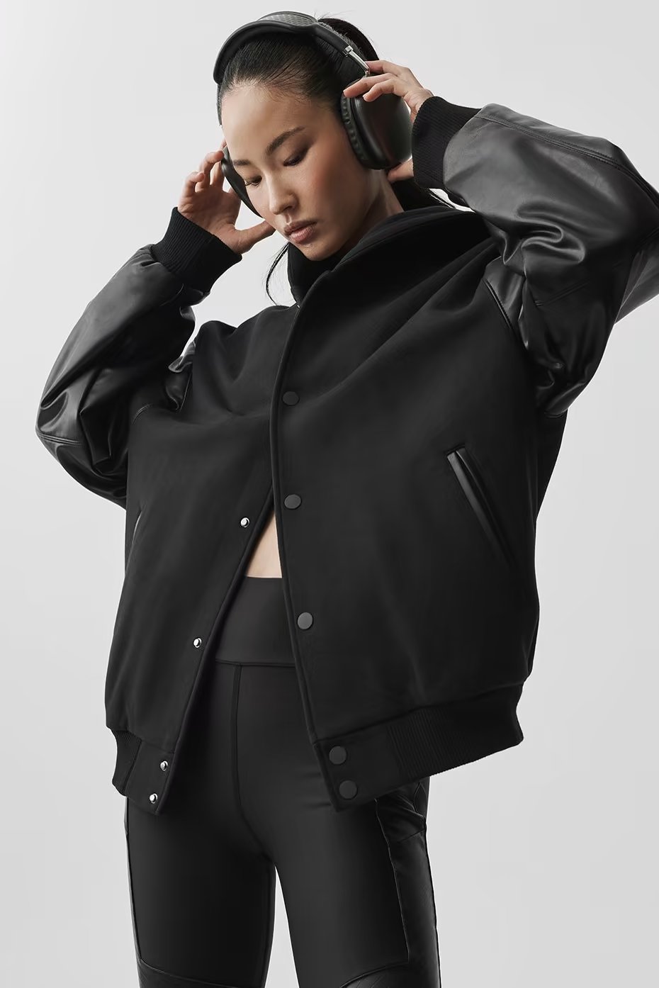 Select Hooded Bomber Jacket - Black — vue principale