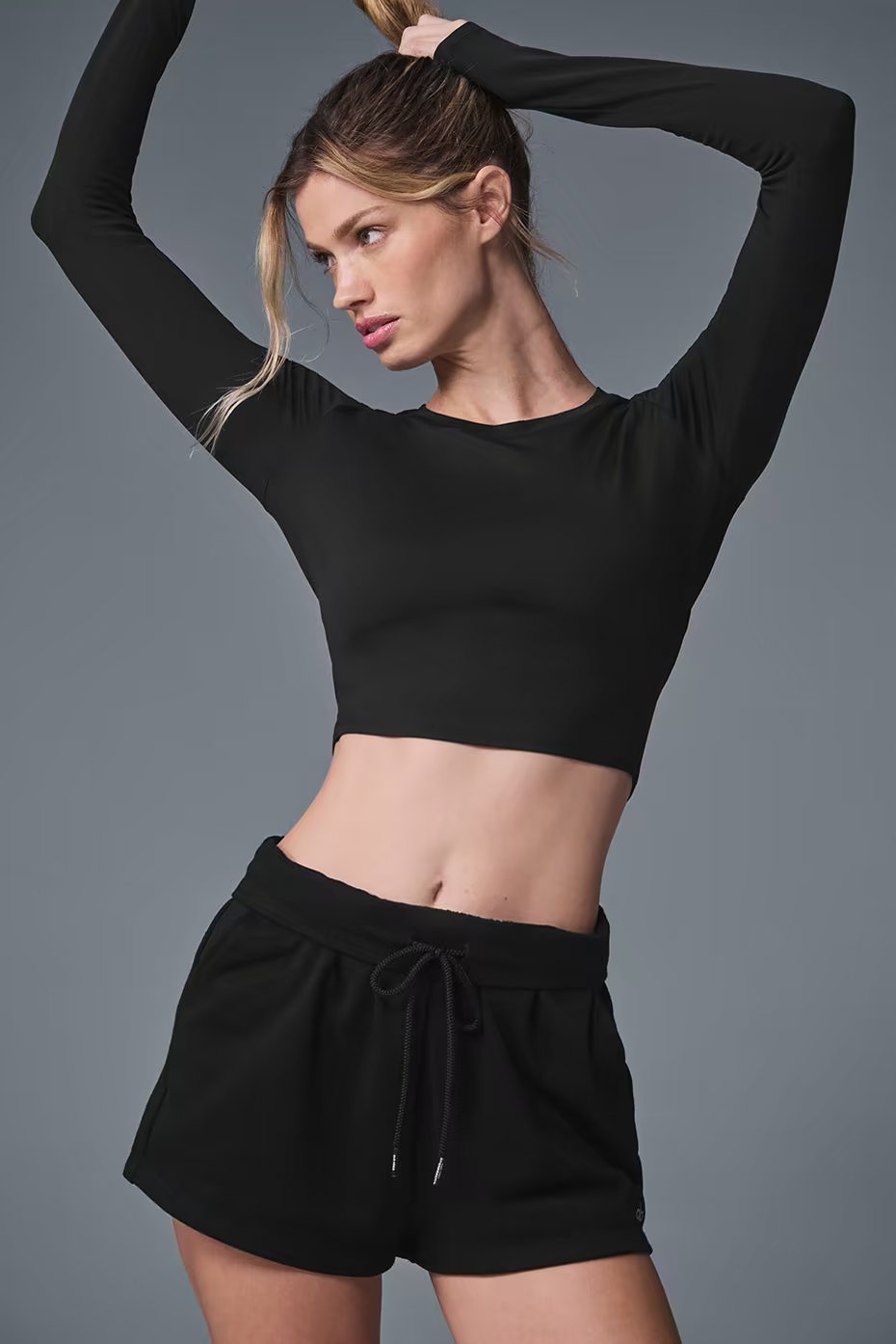 Alo Yoga Alosoft Crop Finesse Long Sleeve - Black